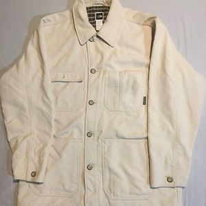 Mens North Face Beige/Khaki Canvas Jacket Outerwear Size M Quilted Nylon Lining